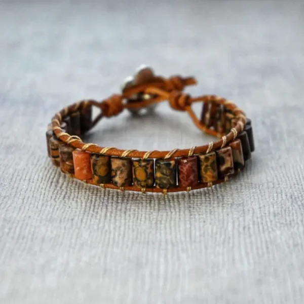 Brățară din pietre semiprețioase jasp leopard