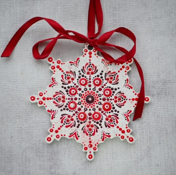 Ornamente de brad din lemn, pictate