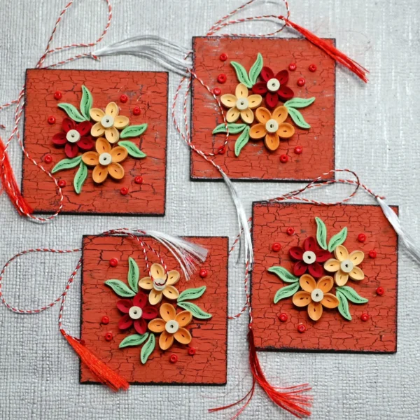 Mărțișoare din lemn și hârtie quilling