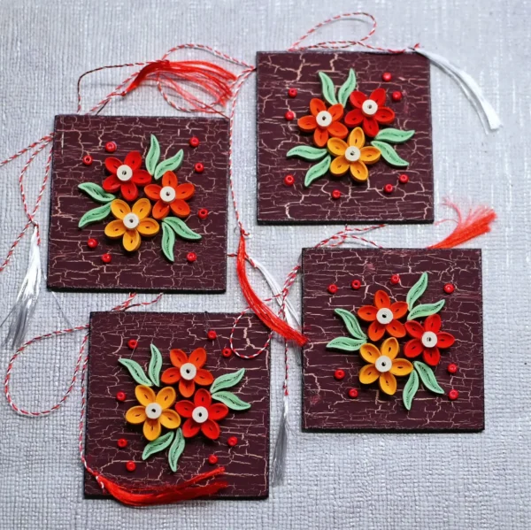 Mărțișoare din lemn și hârtie quilling