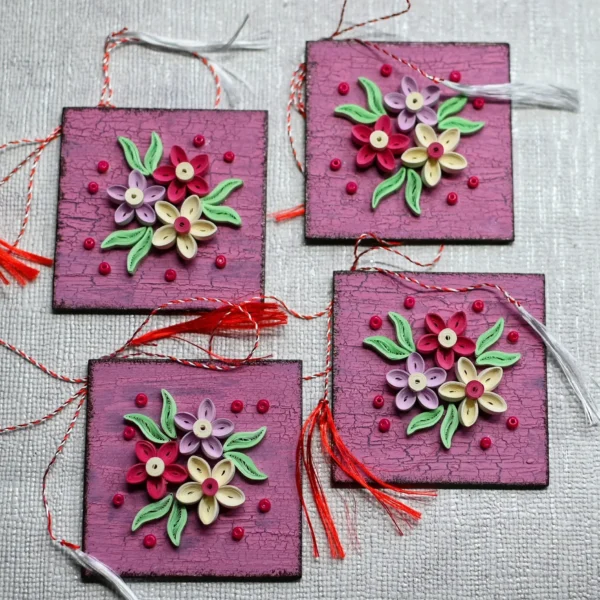 Mărțișoare din lemn și hârtie quilling
