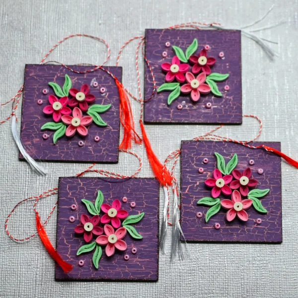 Mărțișoare din lemn și hârtie quilling