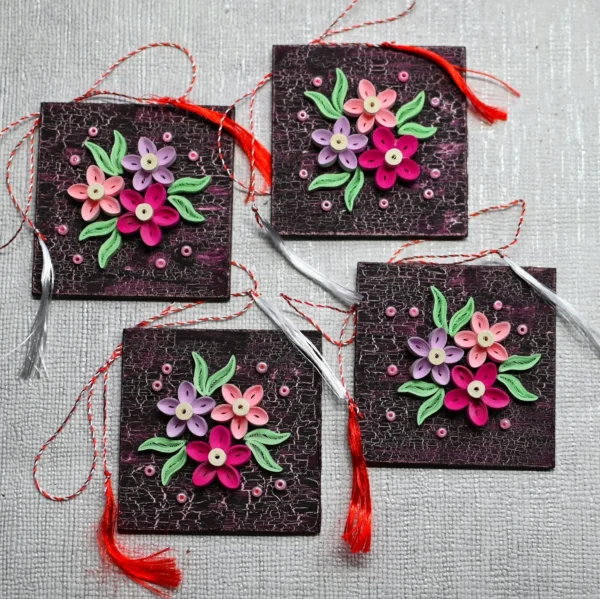 Mărțișoare din lemn și hârtie quilling
